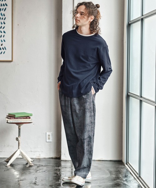CAMBIO(カンビオ)の「mlt5349- スラブフェイクレイヤードロンT(CA02-55210)(Tシャツ/カットソー・メンズ・ブラック/アイボリー/ネイビー・XL/L/M)」の8枚目の写真
