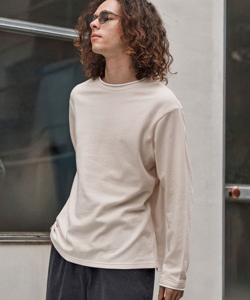 CAMBIO(カンビオ)の「mlt5349- スラブフェイクレイヤードロンT(CA02-55210)(Tシャツ/カットソー・メンズ・ブラック/アイボリー/ネイビー・XL/L/M)」の12枚目の写真