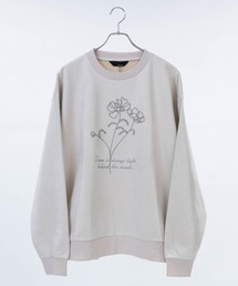 Limited Line Naive Magic（リミテッドラインナイーブマジック）の「【a】〔NAIVE MAGIC〕裏起毛カットスウェード チェーン フラワーエンブロイダリー クルーネックスウェット（スウェット）」