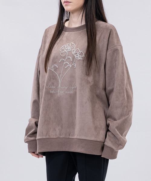 Naive magic（ナイーブマジック）の「【a】〔NAIVE MAGIC〕裏起毛カットスウェード チェーン フラワーエンブロイダリー クルーネックスウェット（スウェット・メンズ・ブラウン/ネイビー/アイボリー/チャコールグレー・LARGE/MEDIUM）」の14枚目の写真