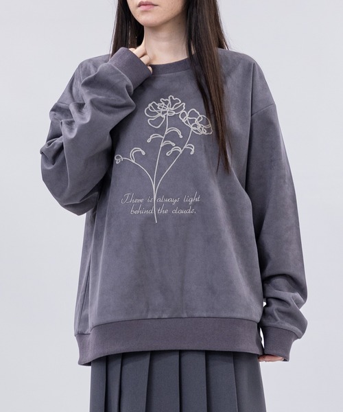 Naive magic（ナイーブマジック）の「【a】〔NAIVE MAGIC〕裏起毛カットスウェード チェーン フラワーエンブロイダリー クルーネックスウェット（スウェット・メンズ・ブラウン/ネイビー/アイボリー/チャコールグレー・LARGE/MEDIUM）」の18枚目の写真