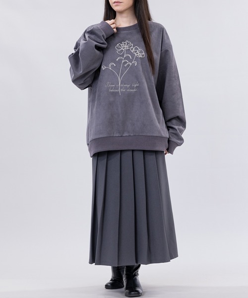 花音♡グレー スウェット レースリボンショート裏起毛スウェット/MAJESTIC LEGON