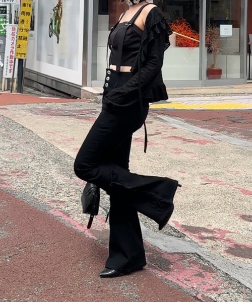 Another Branch olive des olive(アナザーブランチオリーブデオリーブ)の「サイドレースUPセミフレアデニム(デニムパンツ・レディース・ブラック/ケミカルウォッシュ/インディゴブルー/その他・MEDIUM/SMALL)」の12枚目の写真