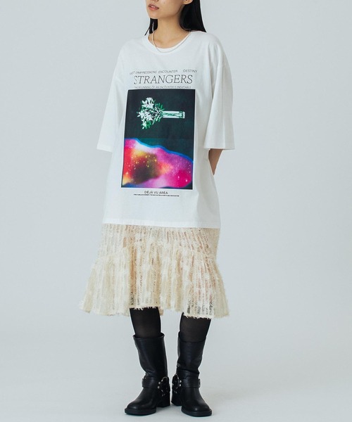 OKIRAKU（オキラク）の「(OKIRAKU×ROSEBUD)DOCKING GRAPHIC DRESS（ワンピース・レディース・ホワイト/ブラック・ONE SIZE）」の2枚目の写真
