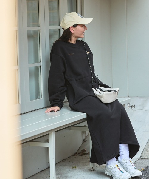 MONO-MART(モノマート)の「KELTY/ケルティ 別注 ダブルロゴ刺繍 ウエストドローコード ストレッチスウェットワンピース(ワンピース・レディース・アイボリー/ネイビー/オートミール/ダークブラウン/ブラック・FREE)」の12枚目の写真