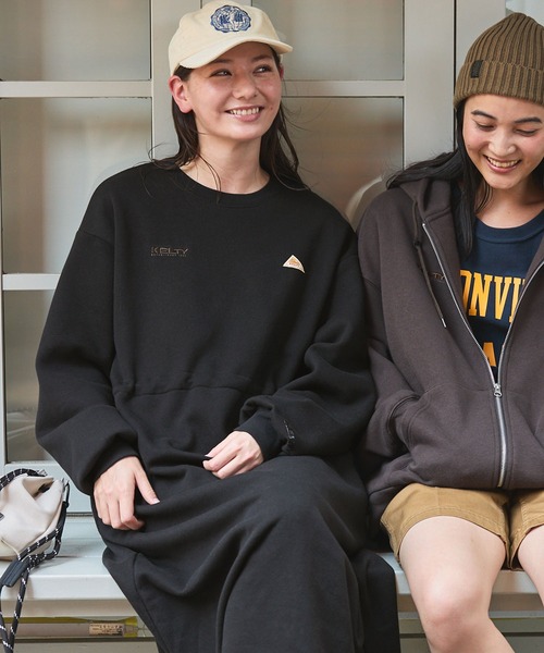 MONO-MART(モノマート)の「KELTY/ケルティ 別注 ダブルロゴ刺繍 ウエストドローコード ストレッチスウェットワンピース(ワンピース・レディース・アイボリー/ネイビー/オートミール/ダークブラウン/ブラック・FREE)」の14枚目の写真