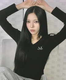 ◇MUCENT◇ブランド直輸入正規品/春も着れる!ジャンニ Vネック クロップド リブ編み ニット GIANNI V-NECK CROP RIB KNIT