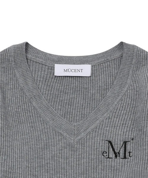 セール】【MUCENT】ジャンニ Vネック クロップド リブ編み