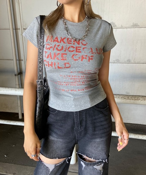non-hedge(ノンヘッジ)の「ムラロゴプリントTシャツ(Tシャツ/カットソー・レディース・ワインレッド/ブラック/ネイビー/グレー/オフホワイト・FREE)」の3枚目の写真