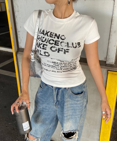 non-hedge(ノンヘッジ)の「ムラロゴプリントTシャツ(Tシャツ/カットソー・レディース・ワインレッド/ブラック/ネイビー/グレー/オフホワイト・FREE)」の1枚目の写真