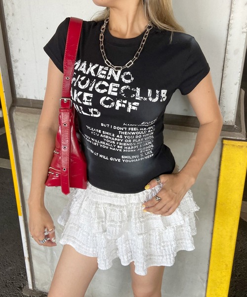 non-hedge(ノンヘッジ)の「ムラロゴプリントTシャツ(Tシャツ/カットソー・レディース・ワインレッド/ブラック/ネイビー/グレー/オフホワイト・FREE)」の2枚目の写真