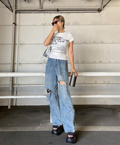 non-hedge(ノンヘッジ)の「ムラロゴプリントTシャツ(Tシャツ/カットソー・レディース・ワインレッド/ブラック/ネイビー/グレー/オフホワイト・FREE)」の15枚目の写真