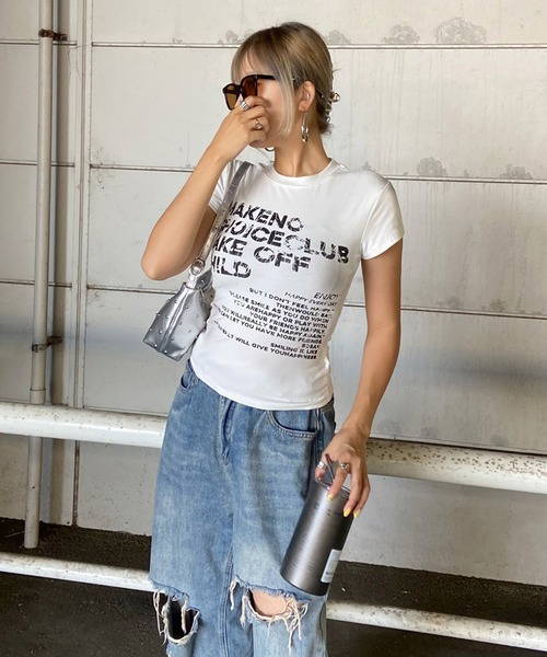non-hedge(ノンヘッジ)の「ムラロゴプリントTシャツ(Tシャツ/カットソー・レディース・ワインレッド/ブラック/ネイビー/グレー/オフホワイト・FREE)」の16枚目の写真