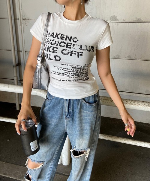 non-hedge(ノンヘッジ)の「ムラロゴプリントTシャツ(Tシャツ/カットソー・レディース・ワインレッド/ブラック/ネイビー/グレー/オフホワイト・FREE)」の18枚目の写真