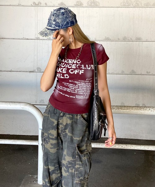 non-hedge(ノンヘッジ)の「ムラロゴプリントTシャツ(Tシャツ/カットソー・レディース・ワインレッド/ブラック/ネイビー/グレー/オフホワイト・FREE)」の21枚目の写真