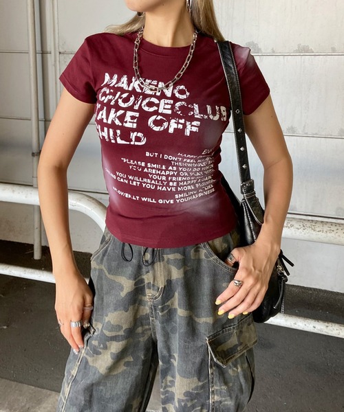 non-hedge(ノンヘッジ)の「ムラロゴプリントTシャツ(Tシャツ/カットソー・レディース・ワインレッド/ブラック/ネイビー/グレー/オフホワイト・FREE)」の22枚目の写真