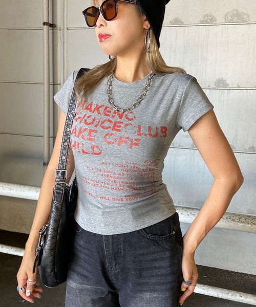 non-hedge(ノンヘッジ)の「ムラロゴプリントTシャツ(Tシャツ/カットソー・レディース・ワインレッド/ブラック/ネイビー/グレー/オフホワイト・FREE)」の13枚目の写真