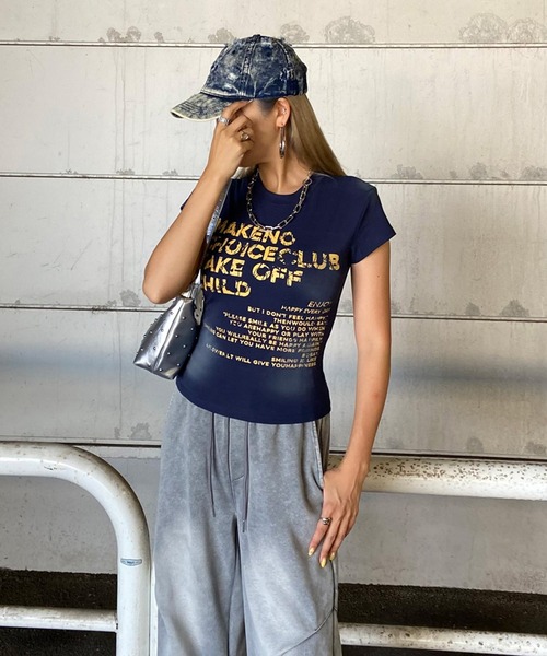 non-hedge(ノンヘッジ)の「ムラロゴプリントTシャツ(Tシャツ/カットソー・レディース・ワインレッド/ブラック/ネイビー/グレー/オフホワイト・FREE)」の7枚目の写真
