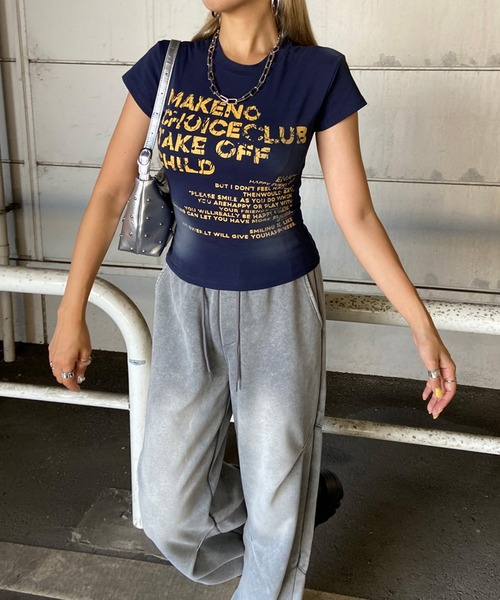 non-hedge(ノンヘッジ)の「ムラロゴプリントTシャツ(Tシャツ/カットソー・レディース・ワインレッド/ブラック/ネイビー/グレー/オフホワイト・FREE)」の9枚目の写真