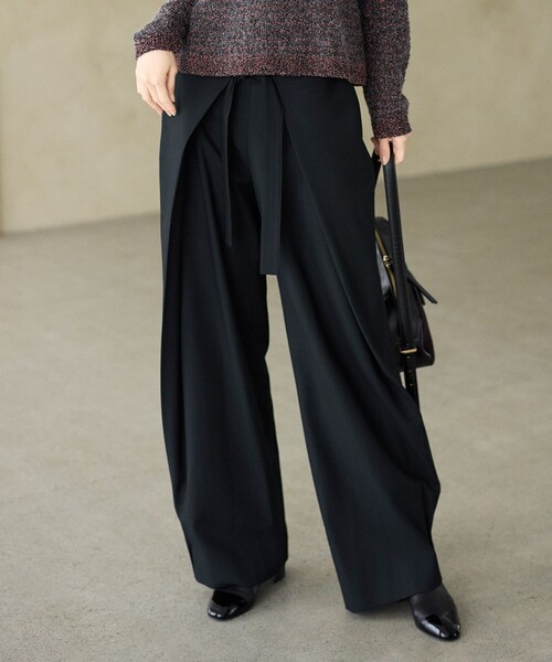 自由区(ジユウク)の「フロントディテールラップワイド パンツ(その他パンツ・レディース・黄土色系/ブラック系/ワイン系/ブラック系2・38/40)」の3枚目の写真