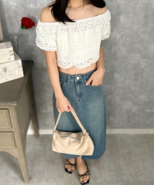 mebole(メボレ)の「Summer Breeze Off-Shoulder(Tシャツ/カットソー・レディース・ピンク/ホワイト・FREE)」の19枚目の写真
