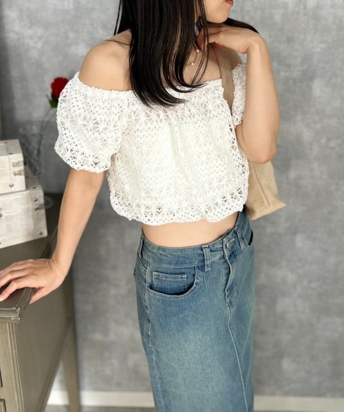 mebole(メボレ)の「Summer Breeze Off-Shoulder(Tシャツ/カットソー・レディース・ピンク/ホワイト・FREE)」の18枚目の写真