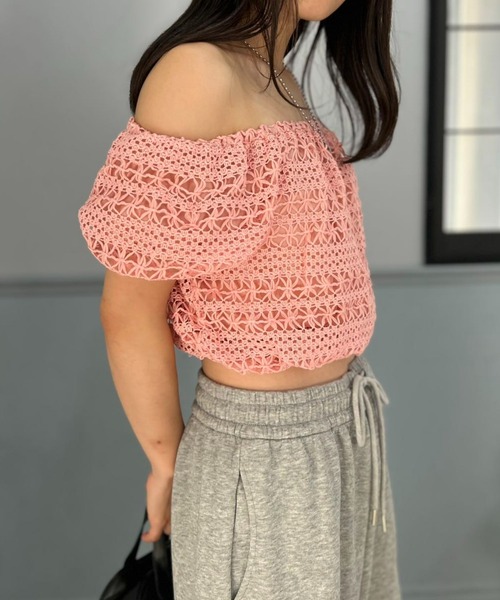 mebole(メボレ)の「Summer Breeze Off-Shoulder(Tシャツ/カットソー・レディース・ピンク/ホワイト・FREE)」の8枚目の写真