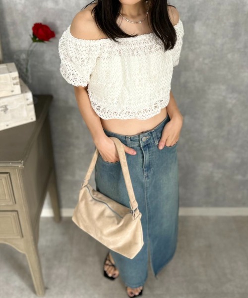 mebole(メボレ)の「Summer Breeze Off-Shoulder(Tシャツ/カットソー・レディース・ピンク/ホワイト・FREE)」の20枚目の写真