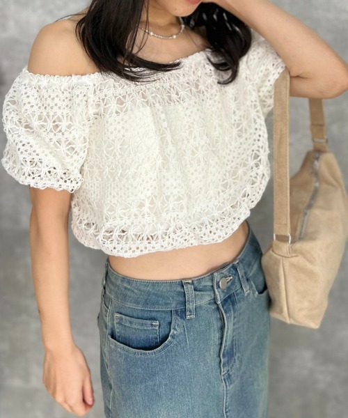 mebole(メボレ)の「Summer Breeze Off-Shoulder(Tシャツ/カットソー・レディース・ピンク/ホワイト・FREE)」の15枚目の写真