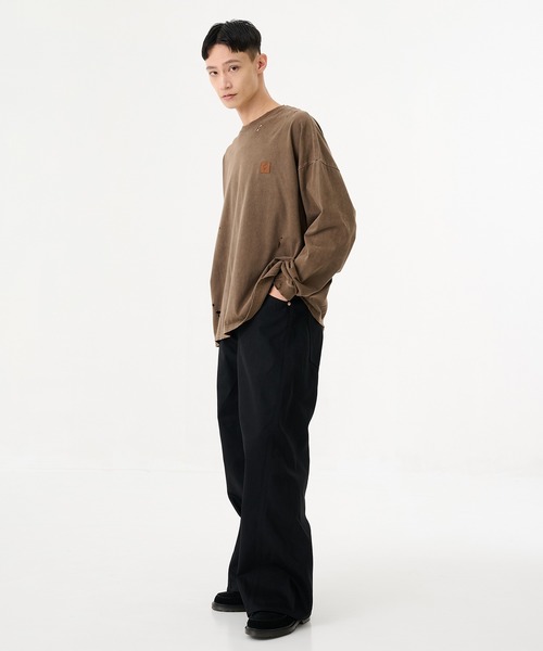 Jieda（ジエダ）の「【Jieda】DAMAGE PIGMENT PATCH L/S（Tシャツ/カットソー・メンズ・ブラック/ブラウン・1/2）」の7枚目の写真