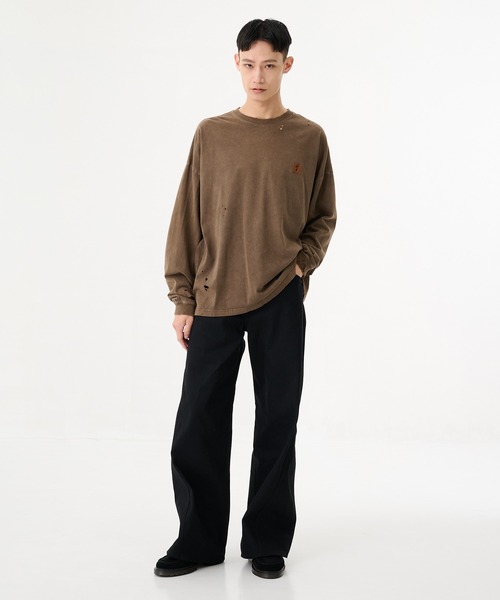 Jieda（ジエダ）の「【Jieda】DAMAGE PIGMENT PATCH L/S（Tシャツ/カットソー・メンズ・ブラック/ブラウン・1/2）」の6枚目の写真