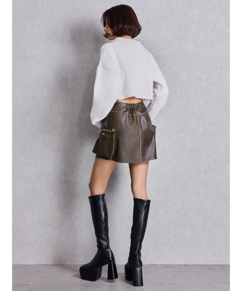 GYDA（ジェイダ）の「URBAN EDGEフェイクレザーユーティリティースカートライクショートパンツ（スカート・レディース・レッド/ブラウン/ブラック・FREE）」の19枚目の写真