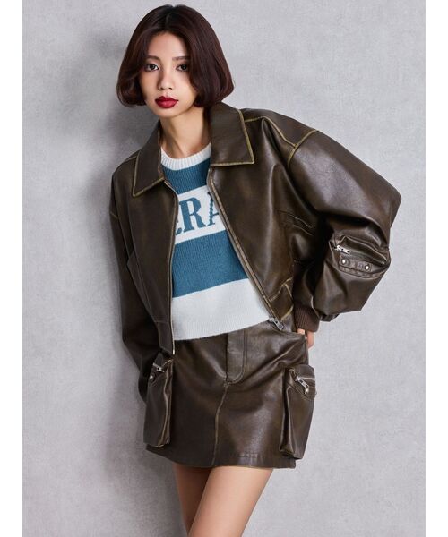 GYDA（ジェイダ）の「URBAN EDGEフェイクレザーユーティリティースカートライクショートパンツ（スカート・レディース・レッド/ブラウン/ブラック・FREE）」の20枚目の写真