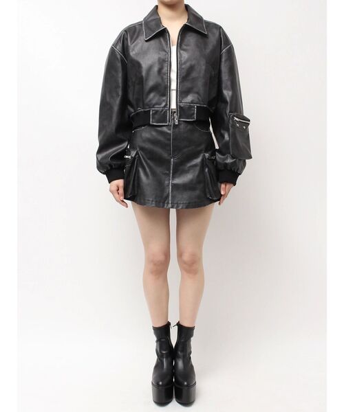 GYDA（ジェイダ）の「URBAN EDGEフェイクレザーユーティリティースカートライクショートパンツ（スカート・レディース・レッド/ブラウン/ブラック・FREE）」の13枚目の写真