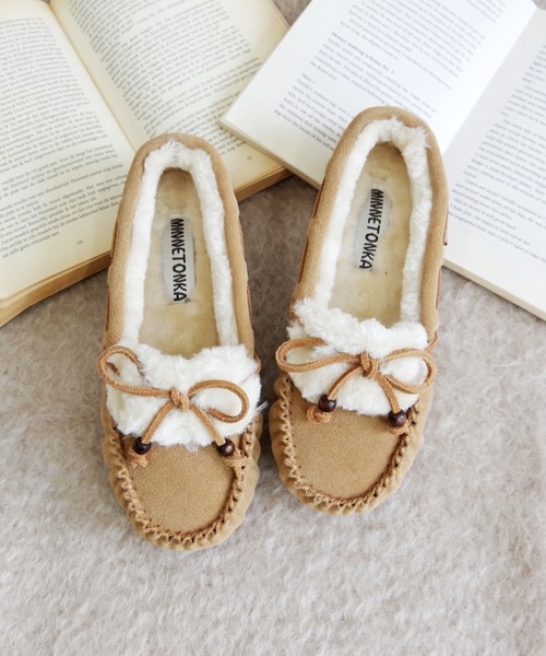 セール】MINNETONKA（ミネトンカ） / ウッドビーズ 本革 スエード ボア