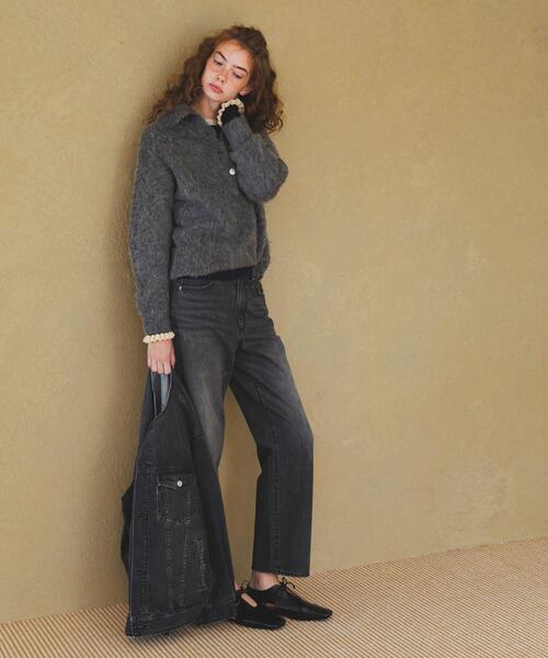 URBAN RESEARCH Sonny Label（アーバンリサーチサニーレーベル）の「『洗濯可』袖口フリルクルーネックプルオーバー（ニット/セーター・レディース・ブラウン/ネイビー/グレー/ホワイト×グレー・FREE）」の21枚目の写真