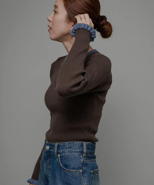 【新品未使用タグ付】 ノーブル 袖口フリルプルオーバー ニット クルーネック 袖口フリルクルーネックプルオーバー（ニット/セーター）｜URBAN
