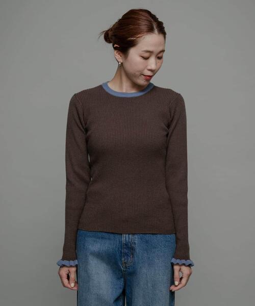 【新品未使用タグ付】 ノーブル 袖口フリルプルオーバー ニット クルーネック 袖口フリルクルーネックプルオーバー（ニット/セーター）｜URBAN