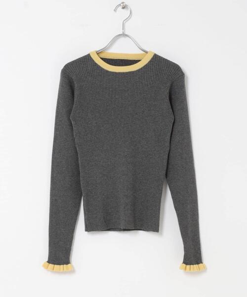 【新品未使用タグ付】 ノーブル 袖口フリルプルオーバー ニット クルーネック URBAN RESEARCH Sonny Label（アーバンリサーチサニーレーベル）の