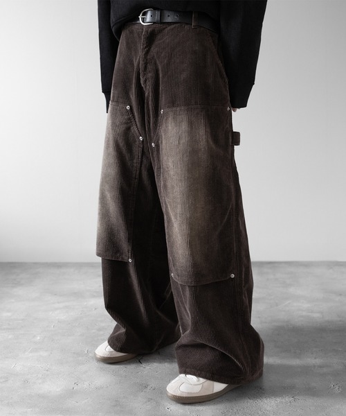 RUUBON（ルーボン）の「【RUUBON】 faded corduroy double knee pants / フェイディッドコーデュロイダブルニーパンツ（その他パンツ・メンズ・ブラック/ブラウン・S/M/L）」の2枚目の写真