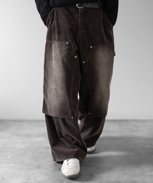 RUUBON（ルーボン）の「【RUUBON】 faded corduroy double knee pants / フェイディッドコーデュロイダブルニーパンツ（その他パンツ・メンズ・ブラック/ブラウン・S/M/L）」の3枚目の写真