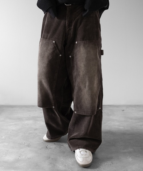 RUUBON（ルーボン）の「【RUUBON】 faded corduroy double knee pants / フェイディッドコーデュロイダブルニーパンツ（その他パンツ・メンズ・ブラック/ブラウン・S/M/L）」の4枚目の写真
