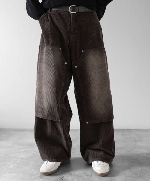 RUUBON（ルーボン）の「【RUUBON】 faded corduroy double knee pants / フェイディッドコーデュロイダブルニーパンツ（その他パンツ・メンズ・ブラック/ブラウン・S/M/L）」の5枚目の写真