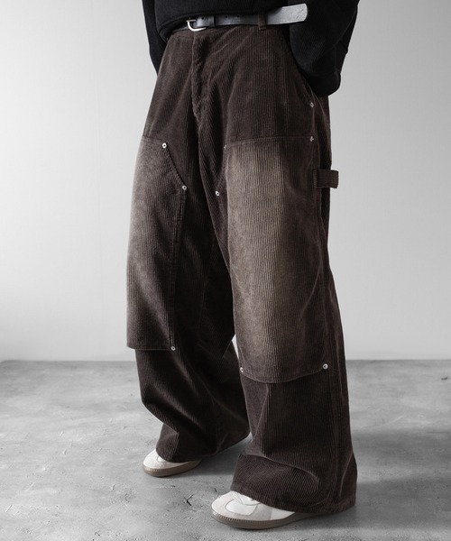 RUUBON（ルーボン）の「【RUUBON】 faded corduroy double knee pants / フェイディッドコーデュロイダブルニーパンツ（その他パンツ・メンズ・ブラック/ブラウン・S/M/L）」の6枚目の写真