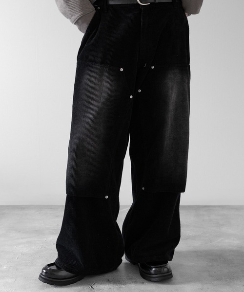 RUUBON（ルーボン）の「【RUUBON】 faded corduroy double knee pants / フェイディッドコーデュロイダブルニーパンツ（その他パンツ・メンズ・ブラック/ブラウン・S/M/L）」の9枚目の写真
