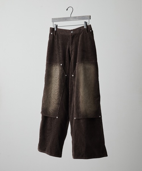 セール】【RUUBON】 faded corduroy double knee pants / フェイ