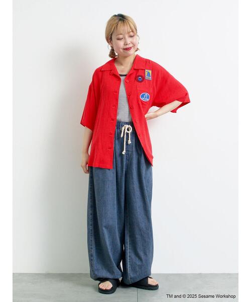 SM2（エスエムツー）の「【SESAME STREET meets SM2】ワッペン付きボウリングシャツ（シャツ/ブラウス・レディース・キナリ/ネイビー/レッド・F）」の4枚目の写真