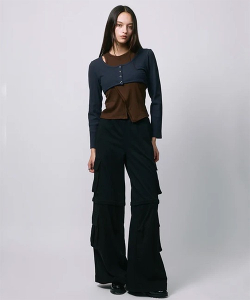 led.tokyo（レッドトウキョウ）の「【led.tokyo】ZIP SWEAT CARGO PANTS/ジップスウェットカーゴパンツ（スウェットパンツ・レディース・グレー/ブラック・1/2）」の11枚目の写真