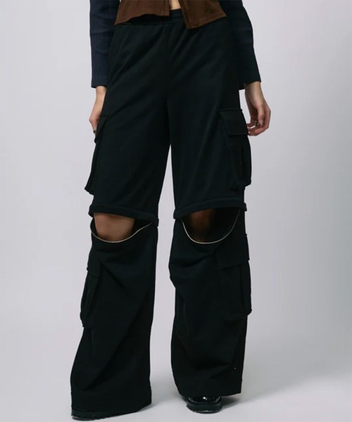 led.tokyo（レッドトウキョウ）の「【led.tokyo】ZIP SWEAT CARGO PANTS/ジップスウェットカーゴパンツ（スウェットパンツ・レディース・グレー/ブラック・1/2）」の14枚目の写真