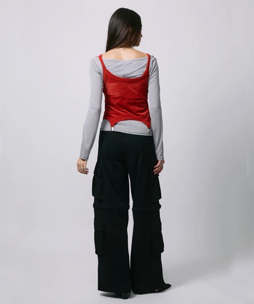 led.tokyo（レッドトウキョウ）の「【led.tokyo】ZIP SWEAT CARGO PANTS/ジップスウェットカーゴパンツ（スウェットパンツ・レディース・グレー/ブラック・1/2）」の4枚目の写真